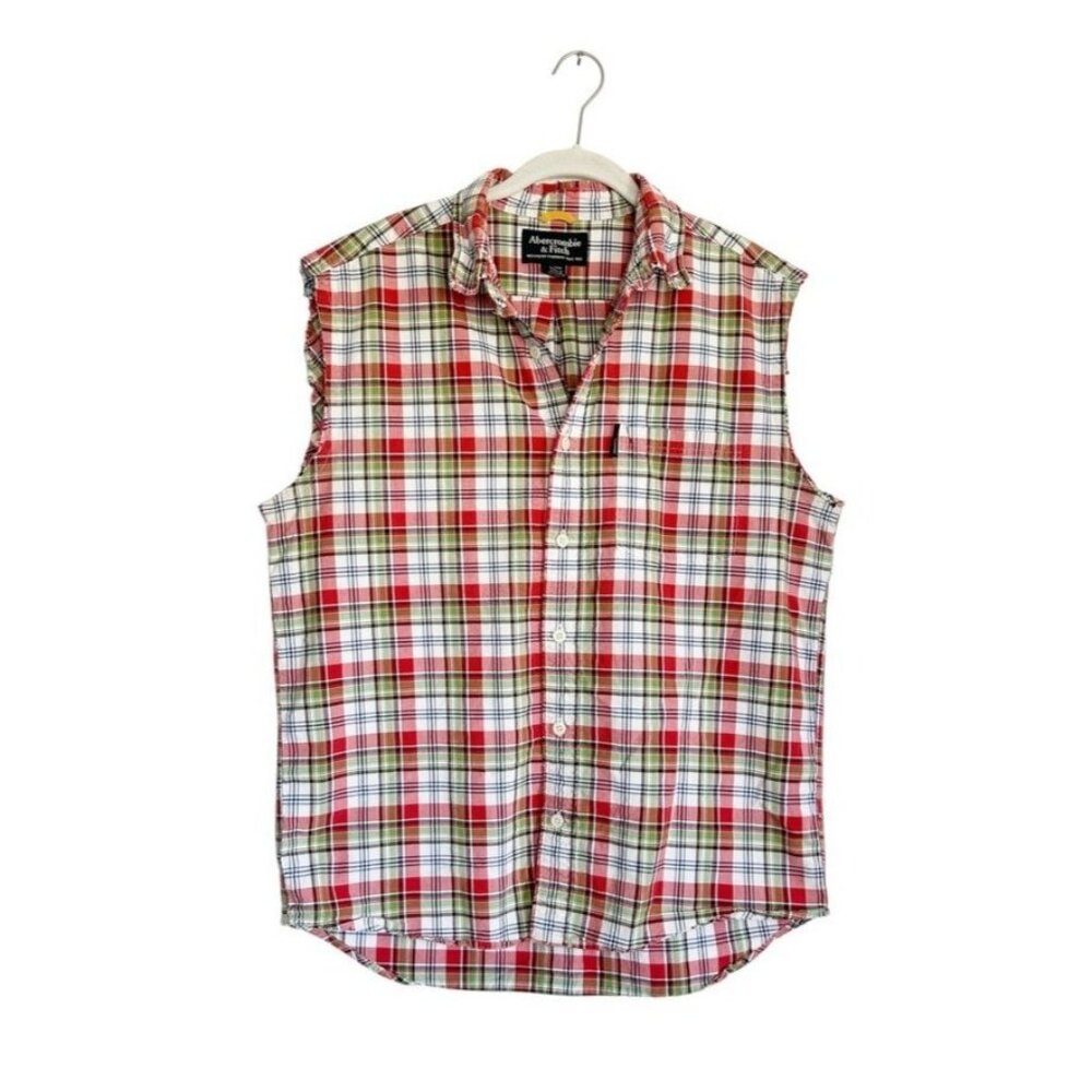 Abercrombie & Fitch Men's Sleeveless Plaid Button Up Shirt/Vest - Sz M